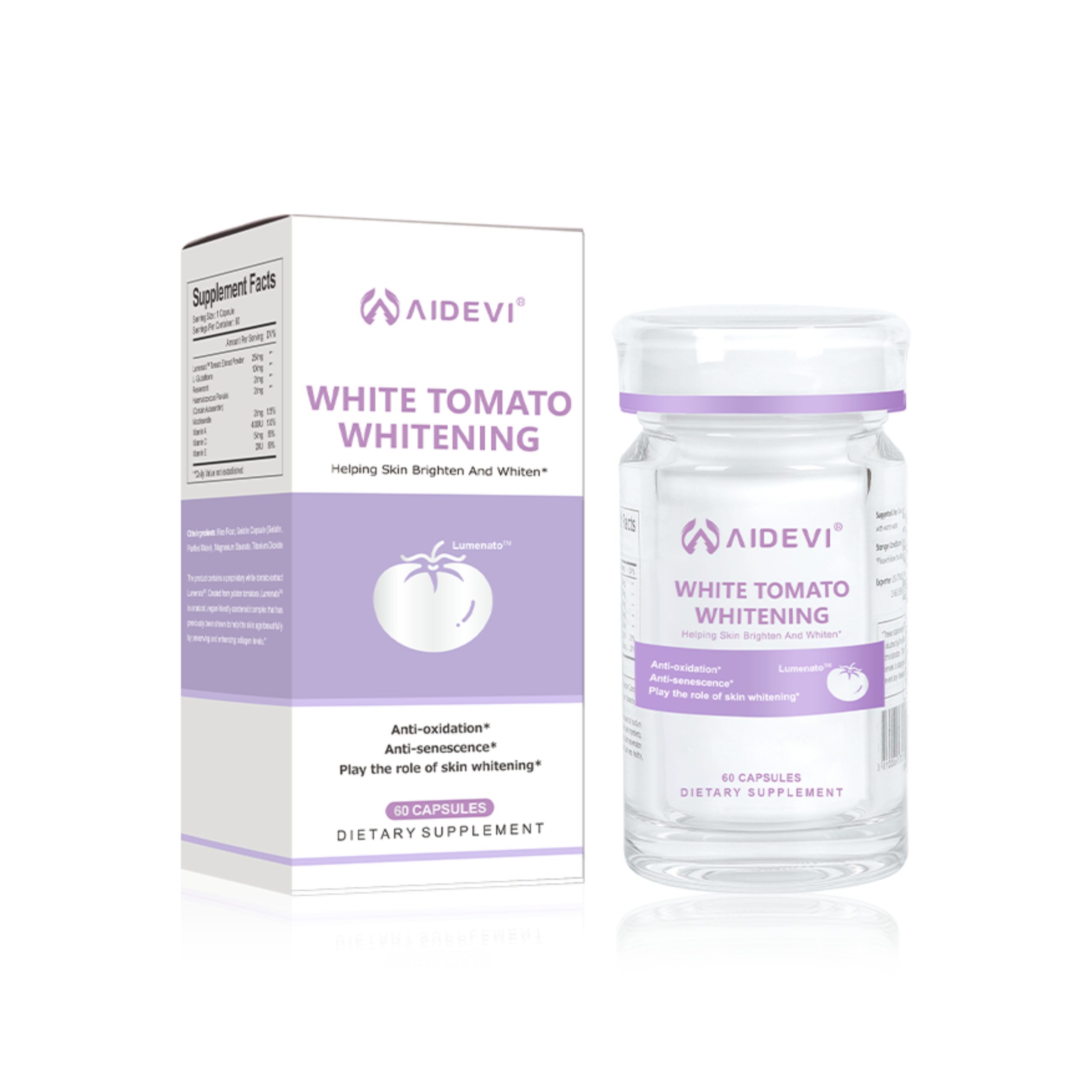 AIDEVI White Tomato Whitening 250mg 60 Caps Skin Capsules